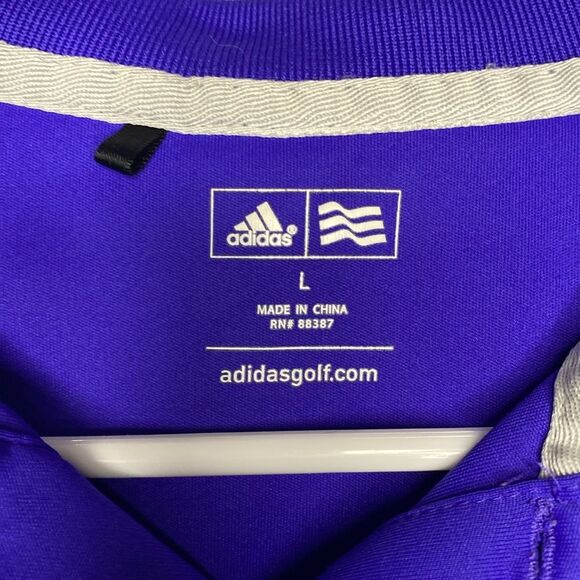 Adidas Golf Purple Black Button Up Polo Size Large - Picture 6 of 10